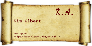 Kis Albert névjegykártya